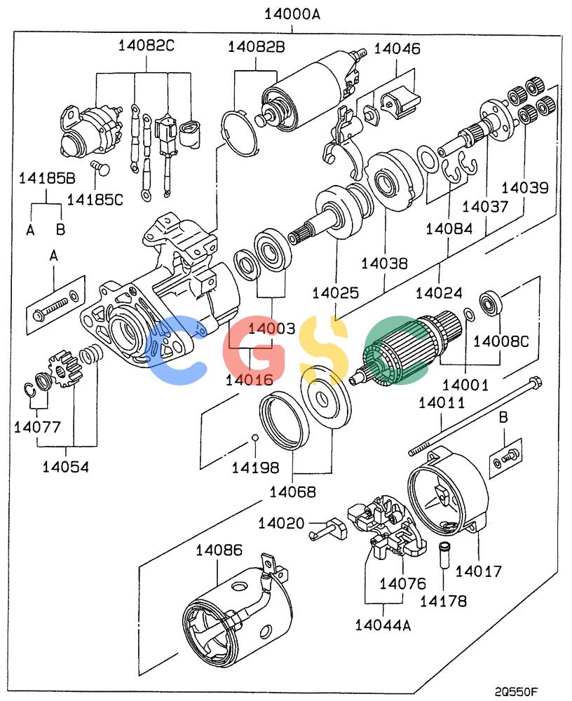 神钢零件查询(ED190LC-6E) - BLADE RUNNER EXCAVATOR/DOZER BTW YL03U0136 - YL03U0292 (1/05-12/06) (16-010[02]) - STARTER Kobelco