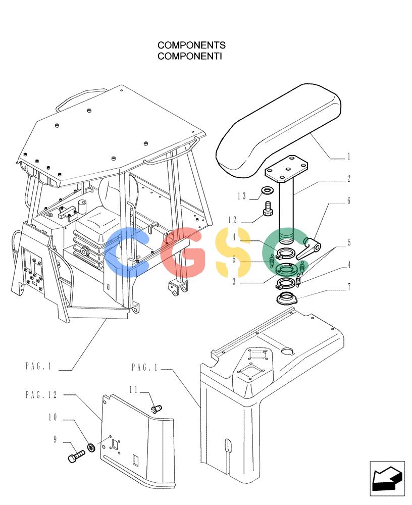 纽荷兰零件查询(D150) - CRAWLER DOZER (1/05-) (9.651[13]) - ROPS CANOPY - COMPONENTS - OPTIONAL CODE 784111201 New Holland Constructuion