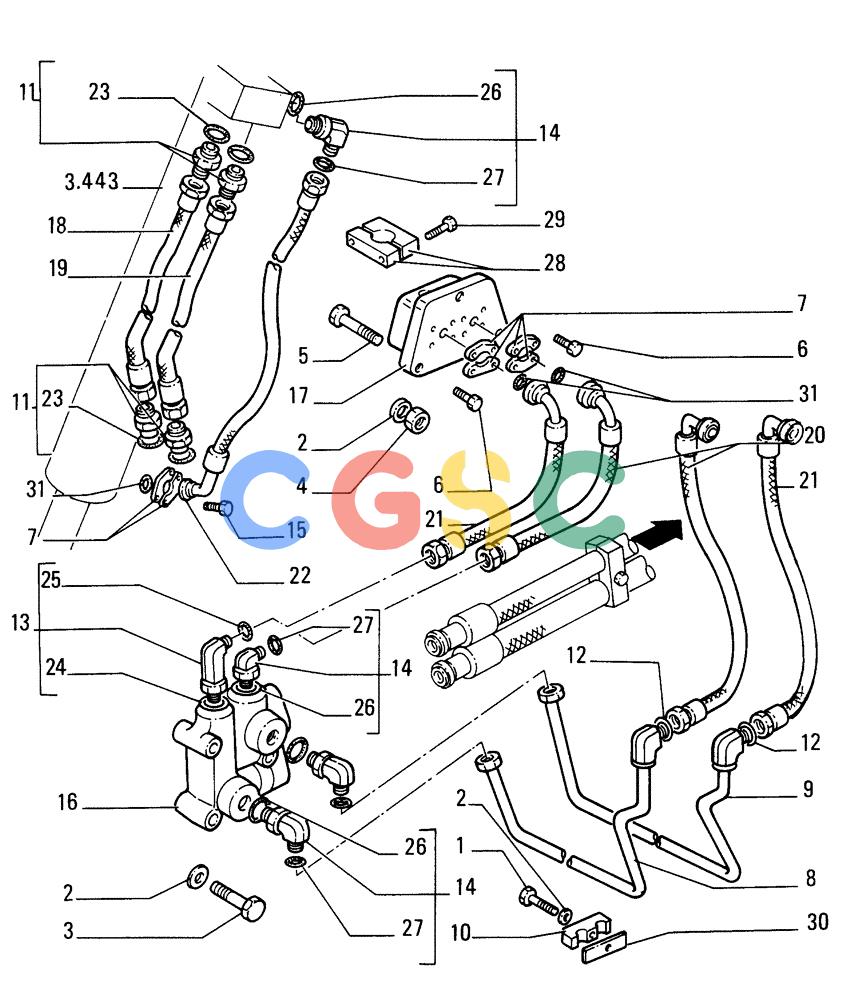纽荷兰零件查询(FD175) - CRAWLER DOZER (N.A. VERSION)(S/N 061640 & AFTER) (1/93-) (3.440[02]) - LIFT CYLINDERS PIPING New Holland Constructuion