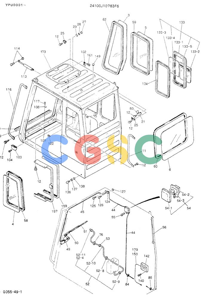 神钢零件查询(K905LC) - MARK II EXCAVATOR ASN YPU00001 (1/87-12/03) (02-002[01]) - CAB ASSY Kobelco