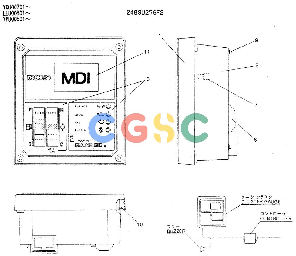 神钢零件查询(MD240C) - EXCAVATOR ASN LLU00601 (1/80-12/06) (05-009) - CLUSTER, GAUGE Kobelco