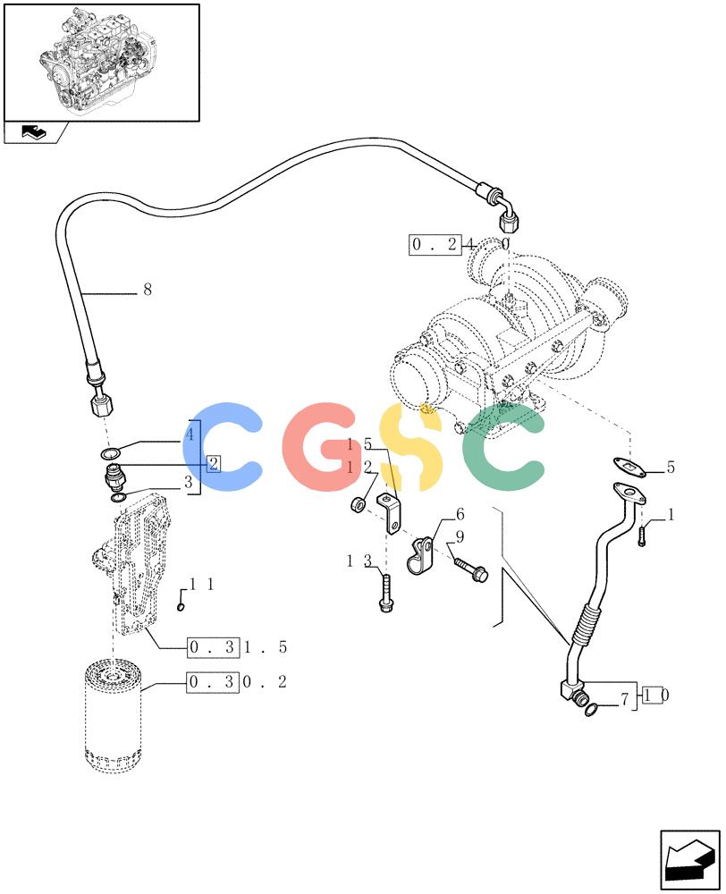 神钢零件查询(F4GE9684B J600) - ENGINE 504116859 - 87050849 (1/07-) (0.30.5) - PIPING - ENGINE OIL (2852918) Kobelco