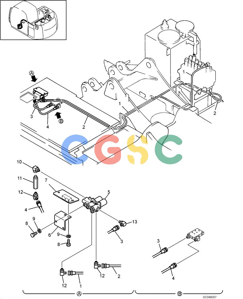 纽荷兰零件查询(E130) - CRAWLER EXCAVATOR (N.A.) (1/06-) (08 -14[00]) - HYDRAULIC LINES - REMOTE CONTROL, VALVE (YY68H00048F1) New Holland Constructuion