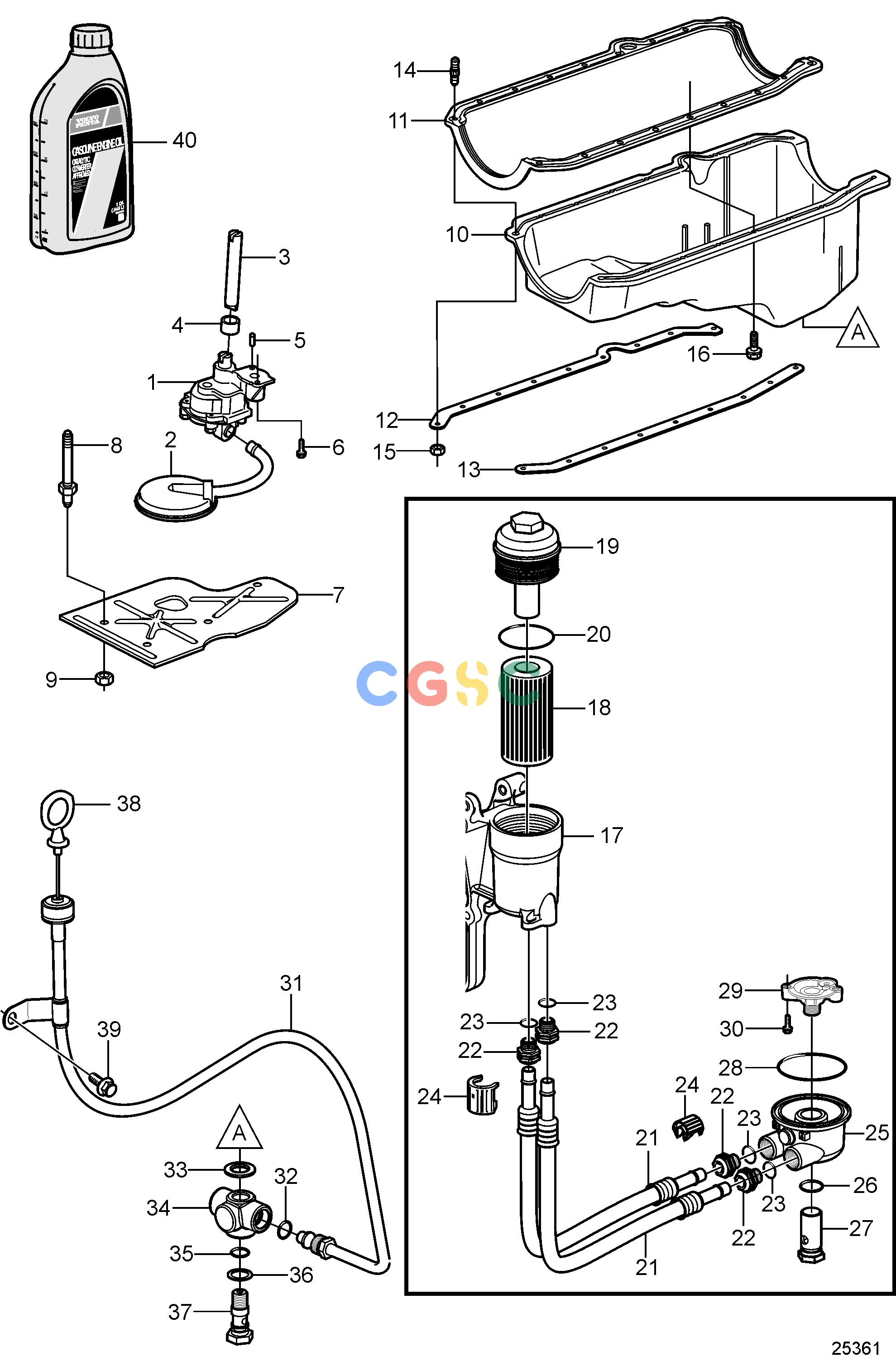 沃尔沃零件查询5.0GXi-270-REngineOil Pan and Oil PumpEPC Volvo Penta Parts catalog