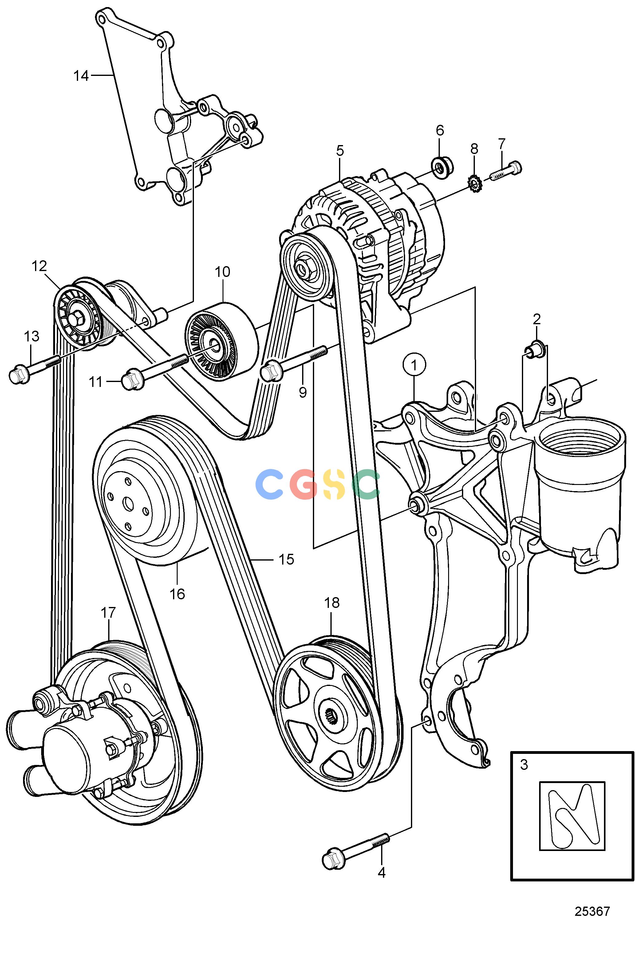 沃尔沃零件查询5.0GXi-270-RElectrical SystemSerpentine Belt and AlternatorEPC Volvo Penta Parts catalog