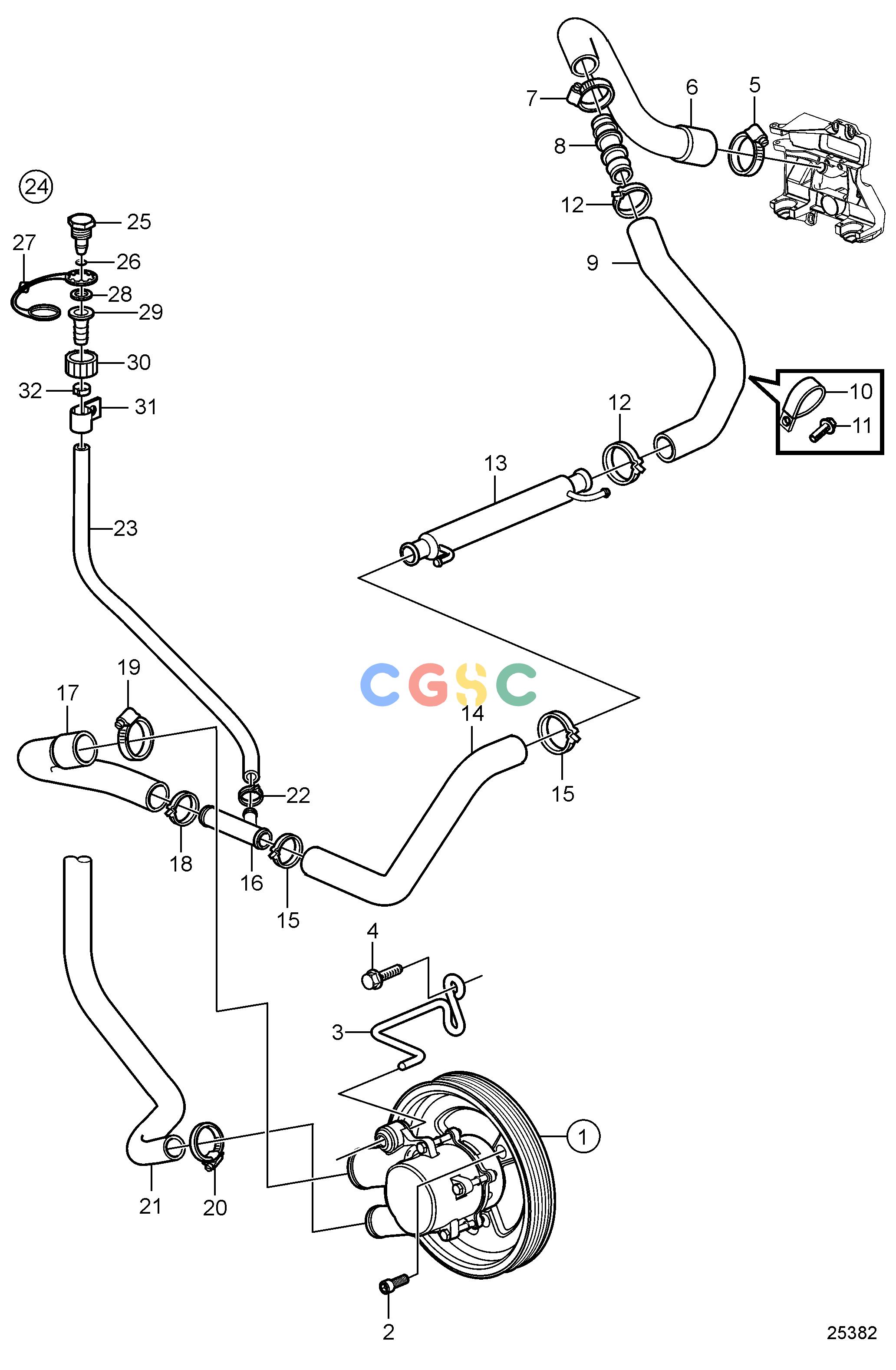 沃尔沃零件查询5.0GXi-270-RCooling SystemSeawater System, Gimbal to Seawater PumpEPC Volvo Penta Parts catalog