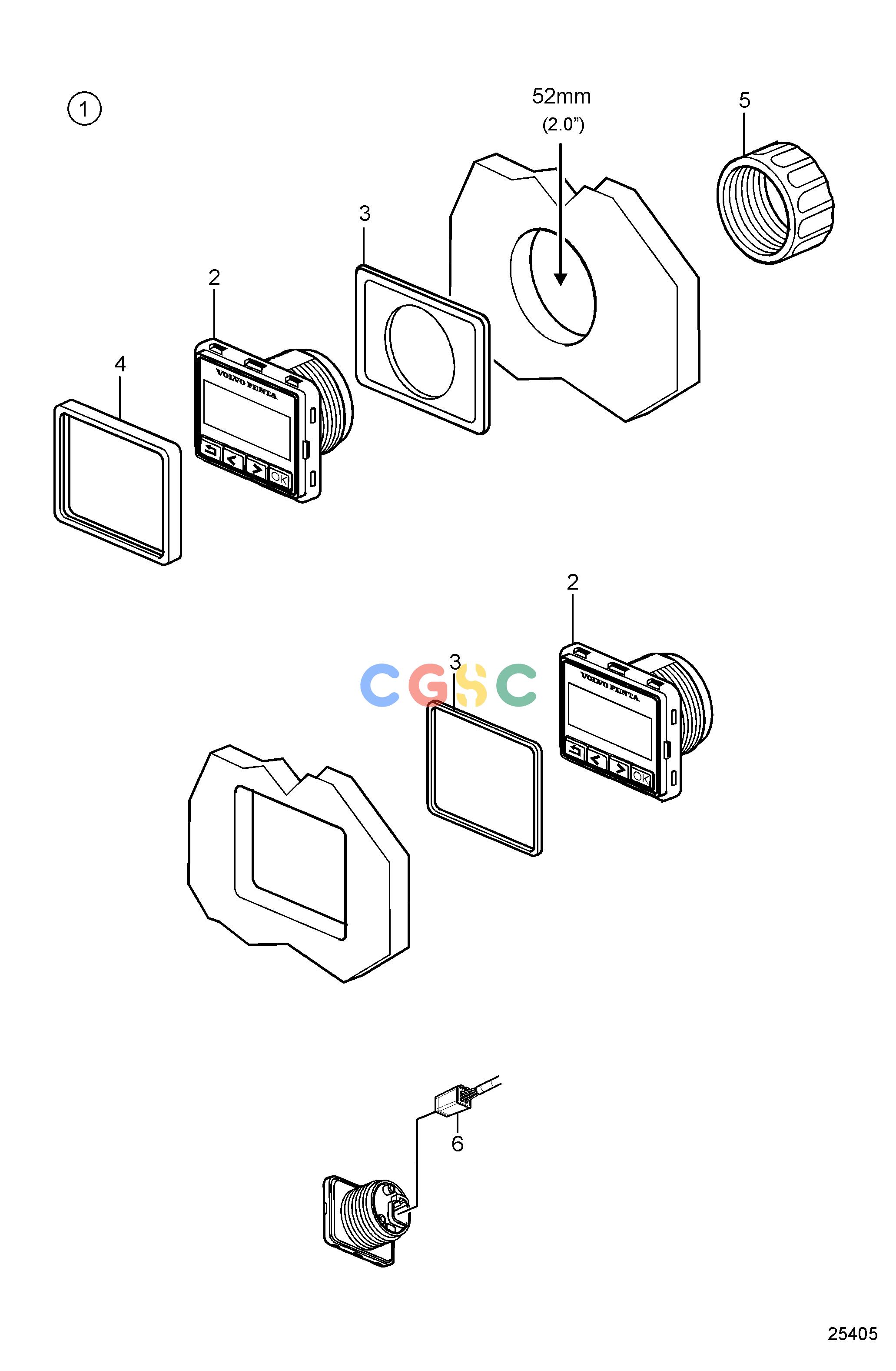沃尔沃零件查询4.3GXiE-P; 4.3GXiE-QElectrical SystemEVC Mini-displayEPC Volvo Penta Parts catalog