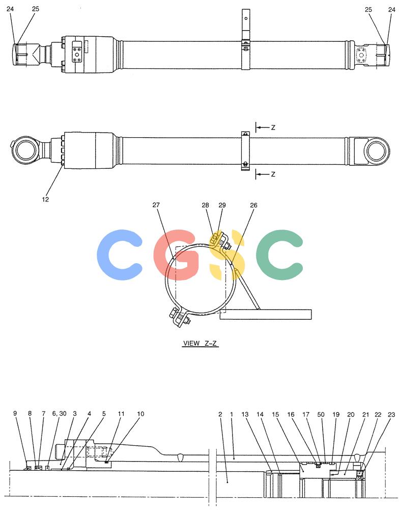 纽荷兰零件查询(E200SRLC) - CRAWLER EXCAVATOR BTW LA04-01506 - LA04-01625 (07-006) - CYLINDER ASSY, BOOM (L.H.) New Holland Constructuion