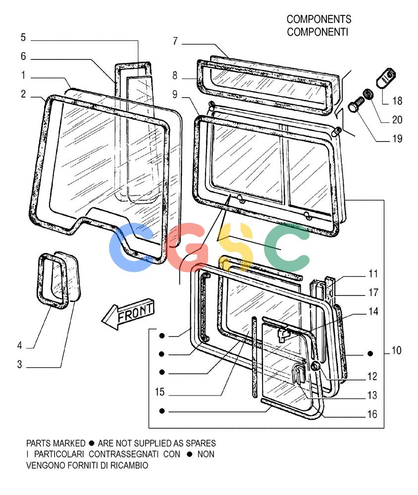 纽荷兰零件查询(FL145) - CRAWLER LOADER (N.A. VERSION) (11/98-) (5.652[07]) - ROPS CAB - GLASS PLATES New Holland Constructuion