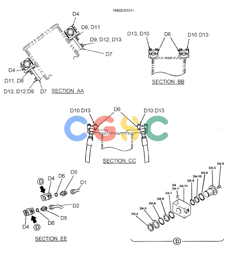 神钢零件查询(SK160LC) - DYNAMIC ACERA EXCAVATOR 11/2000 ASN YM02U0101 (11/00-12/02) (03-009[02]) - ARM HYDRAULIC LINES, 3.10M (10FT 2IN) (NIBBLER AND BREAKER) (OPT) Kobelco