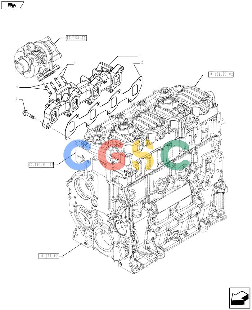 纽荷兰零件查询(F5CE5454C*A003) - ENGINE 504387948 - 84171653 (10.254.05) - EXHAUST MANIFOLD (504183273) New Holland Constructuion