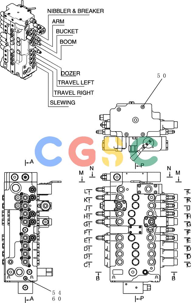 纽荷兰零件查询(E80BMSR) - CRAWLER EXCAVATOR ASN LF05-04001 - (N8TA18060) (HC001[1]) - VALVE ASSY, CONTROL (MAIN) New Holland Constructuion