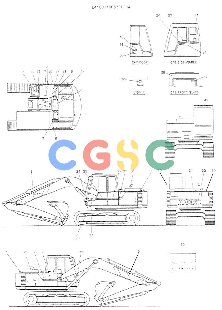 神钢零件查询(K904L) - MARK II EXCAVATOR BTW LX1501 - LX1525 (1/88-12/03) (10-001) - LABEL, NAME-PLATE Kobelco