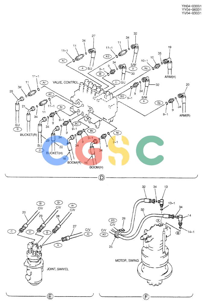神钢零件查询(BREAKER) - ATTACHMENT (N&B) - SK115SR & SK135SR - ASN YV04, YY04, YH04-03001 (9/04-) (01-015[02]) - HYD LINES, UPP (EXTRA & NIBBLER & BREAKER) Kobelco