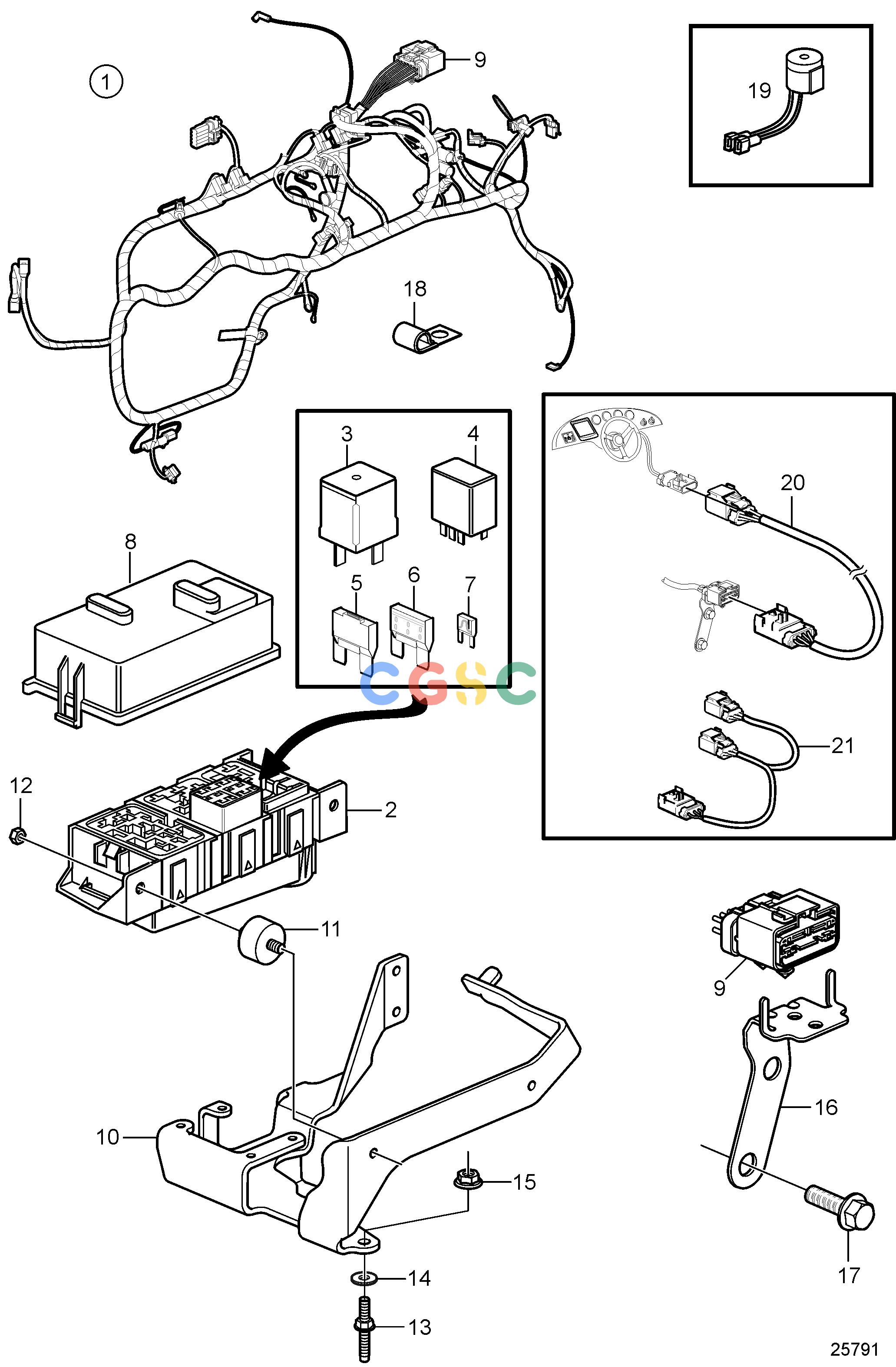 沃尔沃零件查询4.3GXi-P; 4.3GXi-QElectrical SystemEngine HarnessEPC Volvo Penta Parts catalog