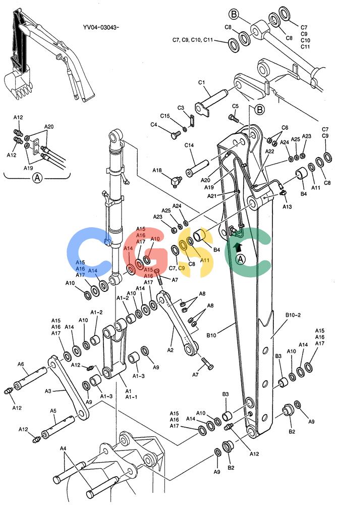 纽荷兰零件查询(E115SR) - CRAWLER EXCAVATOR ASN YV04-03043 (05-015) - ARM ASSY, LONG 2.7 M New Holland Constructuion
