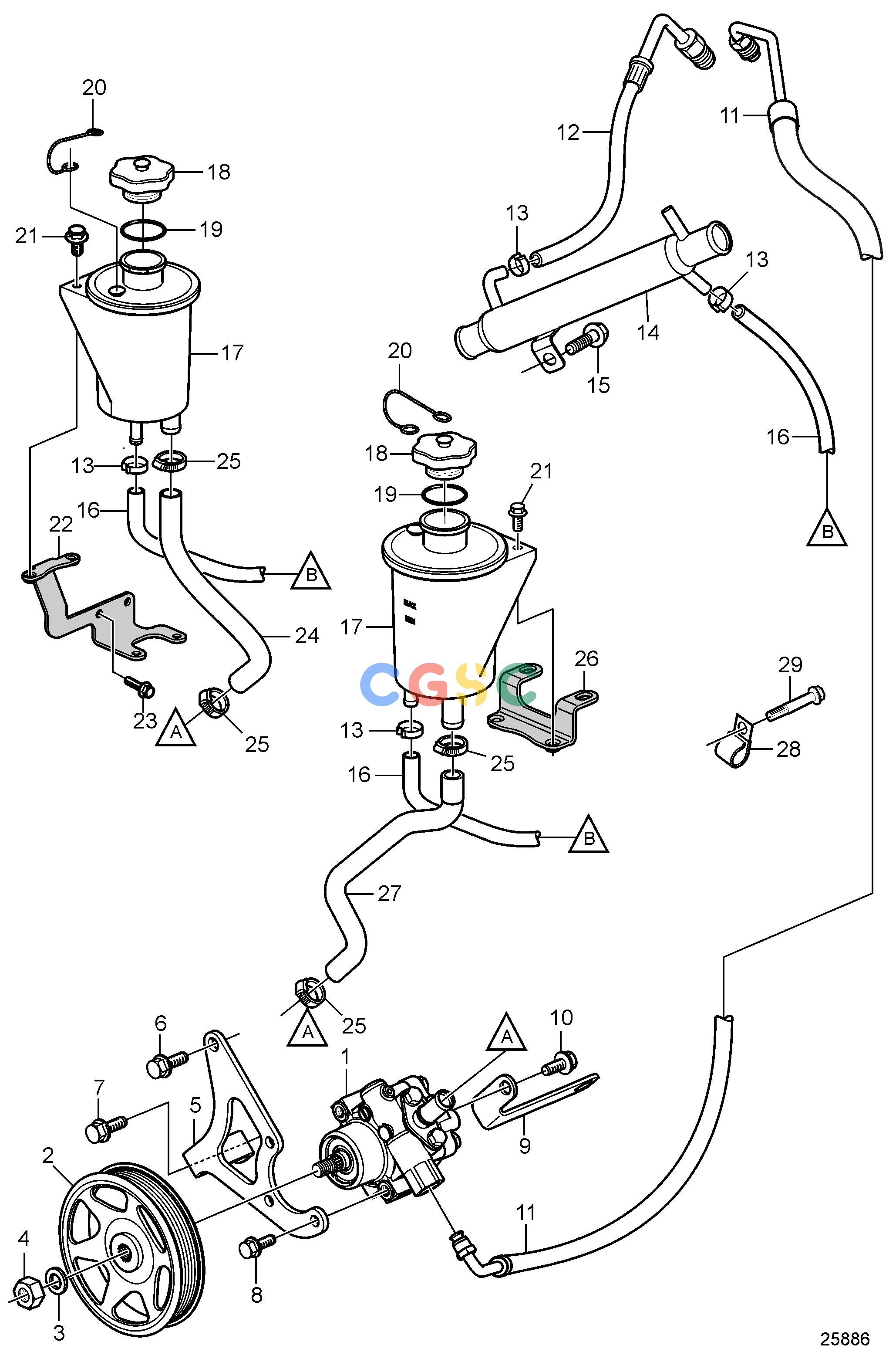 沃尔沃零件查询4.3GXi-J; 4.3GXi-JF; 4.3OSi-J; 4.3OSi-JFSteering SystemSteering SystemEPC Volvo Penta Parts catalog
