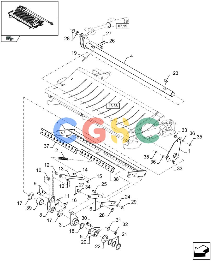 凯斯零件查询(LB433R) - BIG RECTANGULAR BALER 'ROTOR CUTTER' (9/08-12/12) (13.39[01]) - KNIFE DRAWER MEDIUM CUT, RODS Case Agriculture