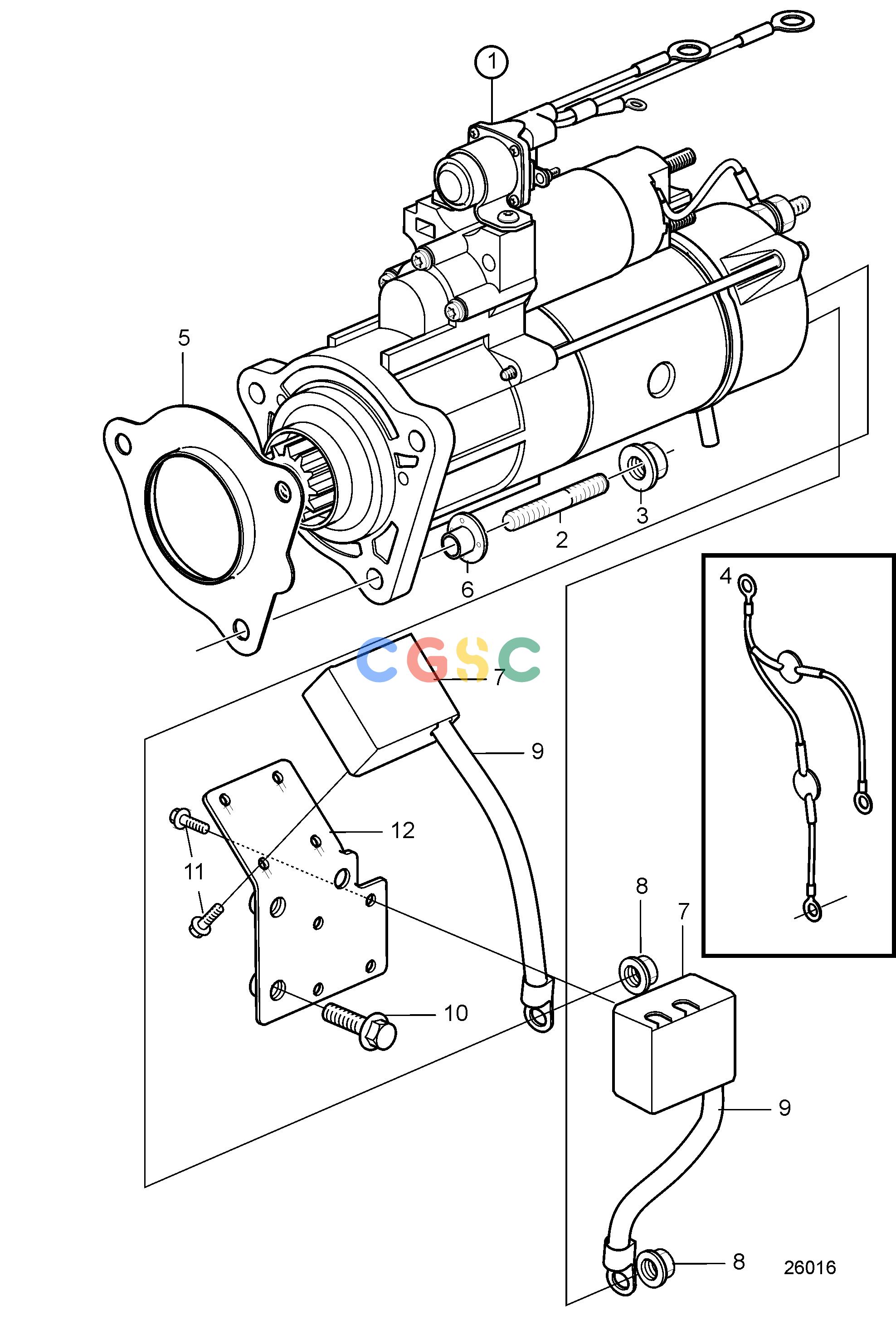 沃尔沃零件查询D16C-A MGElectrical SystemStarter MotorEPC Volvo Penta Parts catalog