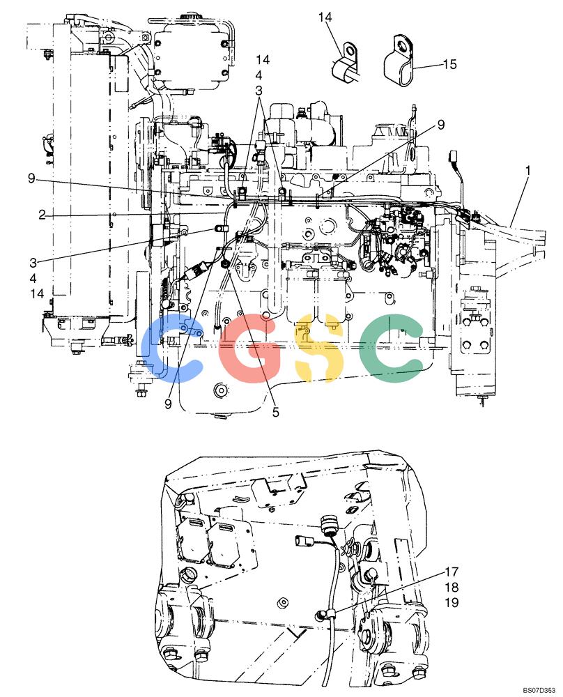 纽荷兰零件查询(D95) - CRAWLER DOZER - NA (1/06-) (04-10) - HARNESS, ENGINE (LEFT-HAND SIDE AND REAR) New Holland Constructuion