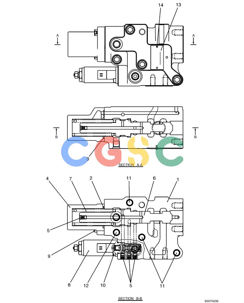 纽荷兰零件查询(E135B) - CRAWLER EXCAVATOR TIER 3 - ASN YH05-07001 (N8TA13006) (1/08-) (08-06[00]) - VALVE ASSEMBLY, SELECTOR (YB30V00018F1) New Holland Constructuion