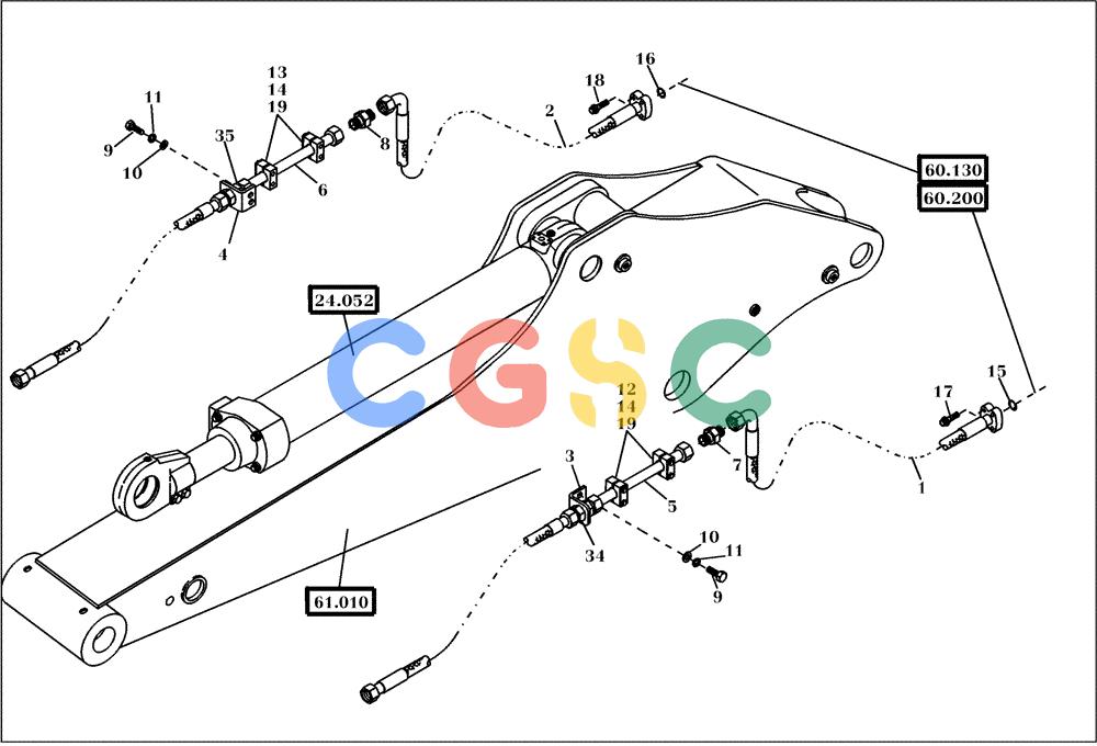 纽荷兰零件查询(EC160) - CRAWLER EXCAVATOR (4/99-) (61.080[001]) - HYDRAULIC SYSTEM STICK HAMMER ATTACHMT. 2,9 M (OPTION) (S/N 716001-UP) New Holland Constructuion
