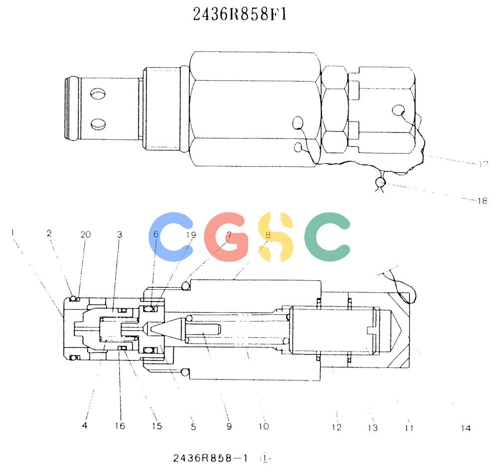 神钢零件查询(K907LC) - MARK II EXCAVATOR ASN YQ0565 (NA) (1/87-12/03) (11-012) - VALVE ASSY OVER-LOAD RELIEF, P/N 2436R858F1 Kobelco
