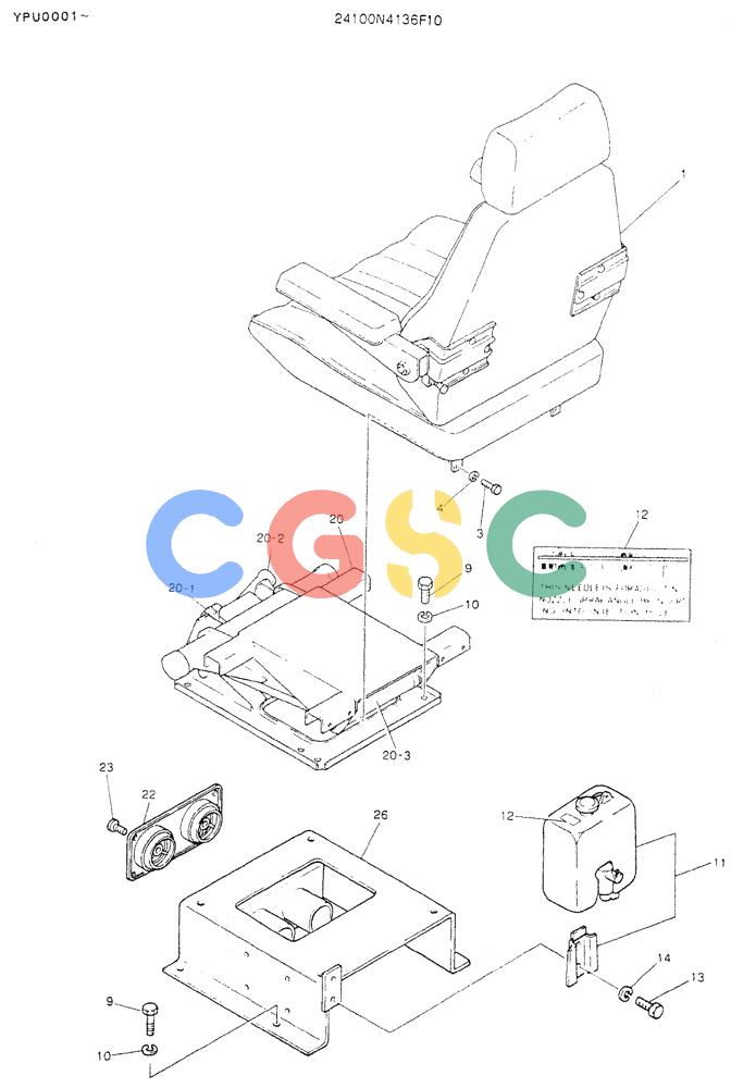 神钢零件查询(K905LC) - MARK II EXCAVATOR ASN YPU00001 (1/87-12/03) (02-004) - SEAT ASSY, 24100N4136F10 Kobelco