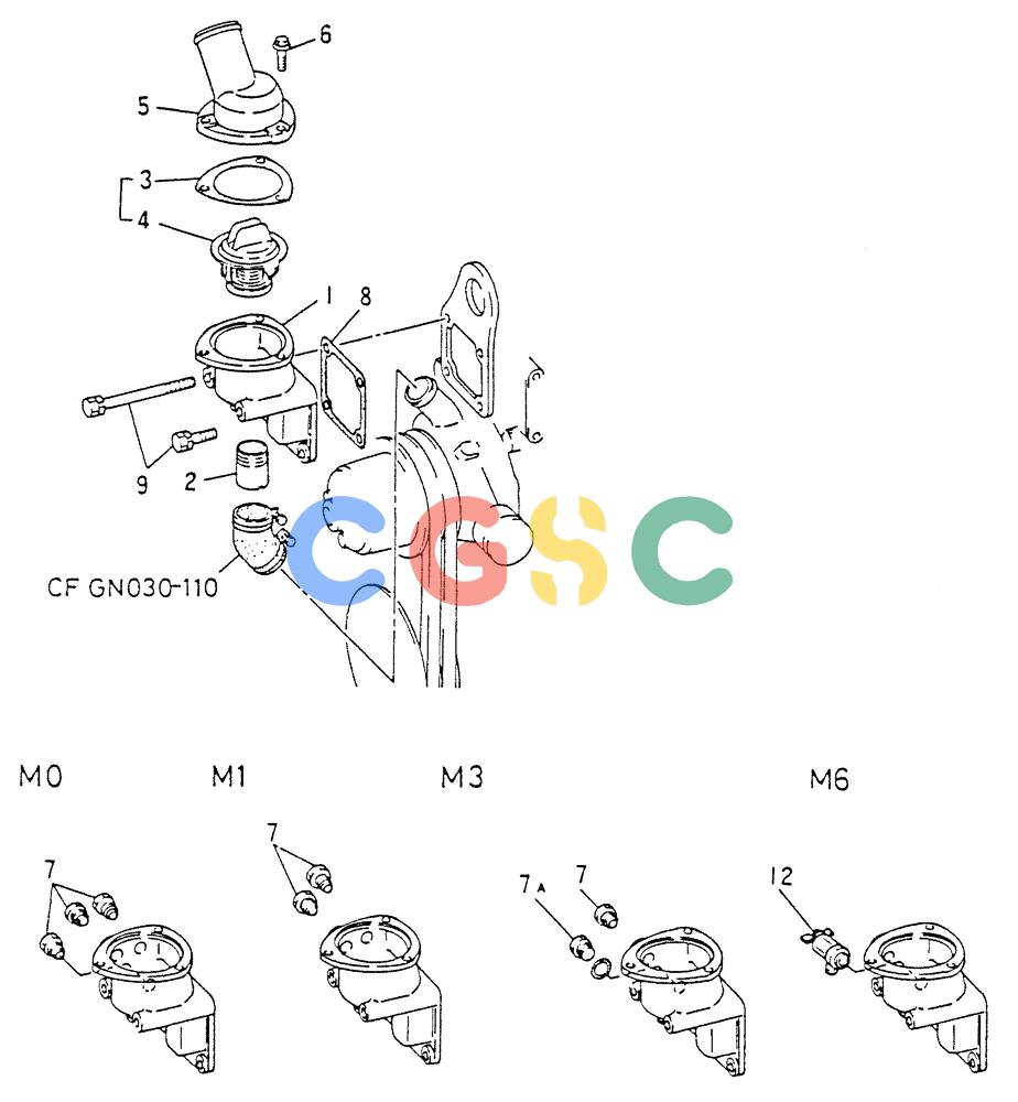 神钢零件查询(6D15) - MITSUBISHI DIESEL ENGINES - K907D & K907LC EXCAVATORS (1/86-12/06) (02-002) - WATER PIPE & THERMOSTAT (PN ME039116) Kobelco