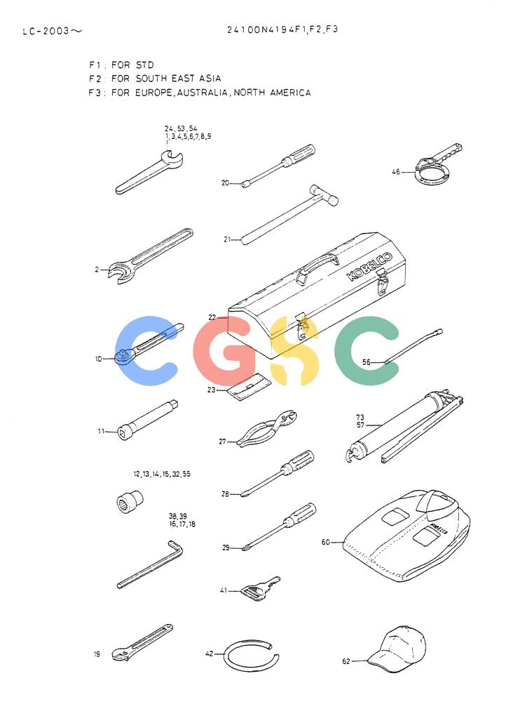 神钢零件查询(K912A) - EXCAVATOR BTW LC-2003 - LC-2016 (1/85-12/03) (08-004[02]) - TOOL ASSY Kobelco