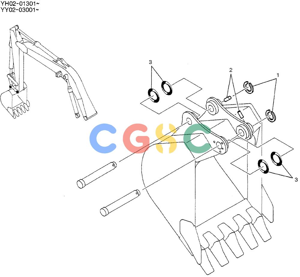 神钢零件查询(ED150-1E) - BLADE RUNNER EXCAVATOR/DOZER ASN YL05-00555 (11/03-12/04) (03-006) - BUCKET INSTAL Kobelco