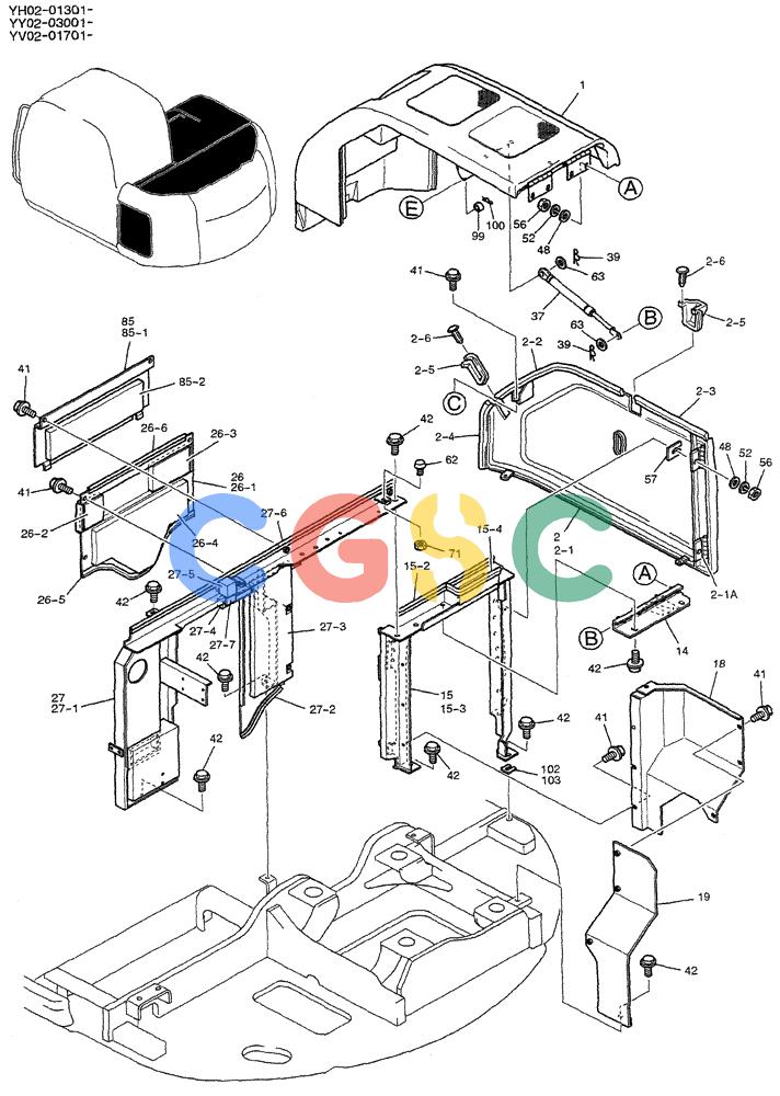 神钢零件查询(ED150-1E) - BLADE RUNNER EXCAVATOR/DOZER ASN YL05-00555 (11/03-12/04) (01-042[01]) - GUARD INSTAL, P/N YY21C00010F1 Kobelco