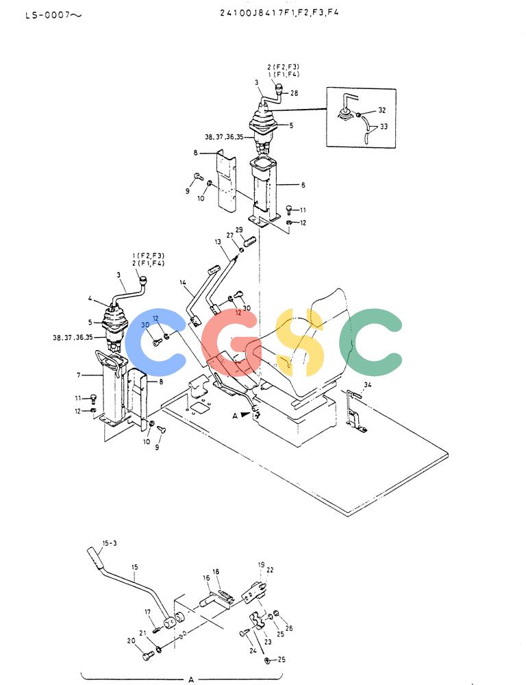 神钢零件查询(K916LC) - EXCAVATOR ASN YS0119 (1/87-12/03) (03-001) - CONTROL ASSY(LONG LEVER TYPE) Kobelco