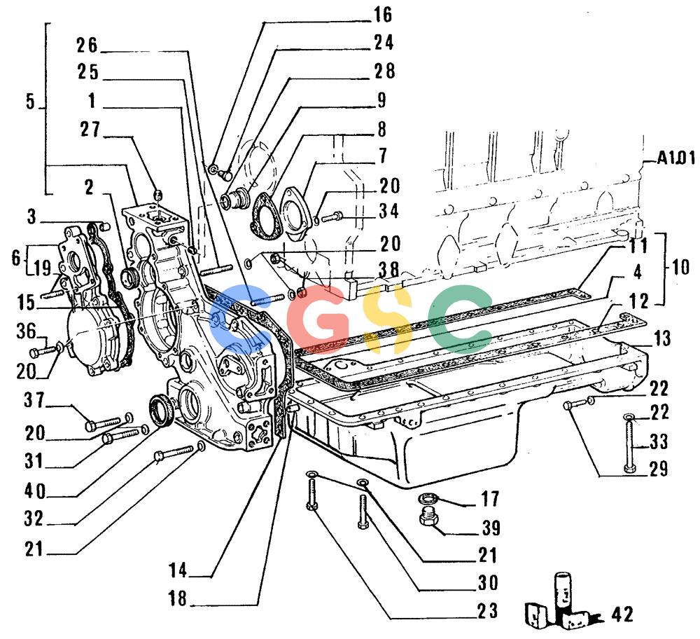 纽荷兰零件查询(FL14E) - CRAWLER LOADER (A1.02[001]) - OIL PUMP AND CRANKCASE COVERS New Holland Constructuion