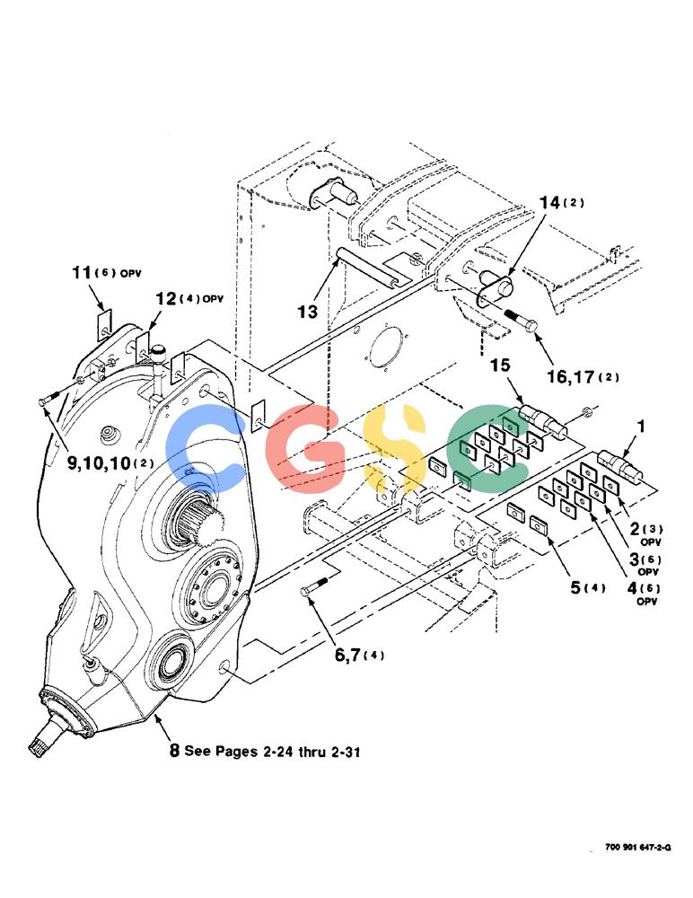 凯斯零件查询(8590) - CASE IH LARGE (4 X 4) RECTANGULAR BALER (NORTH AMERICA) (1/98-12/00) (02-18) - GEARBOX MOUNTING ASSEMBLY Case Agriculture