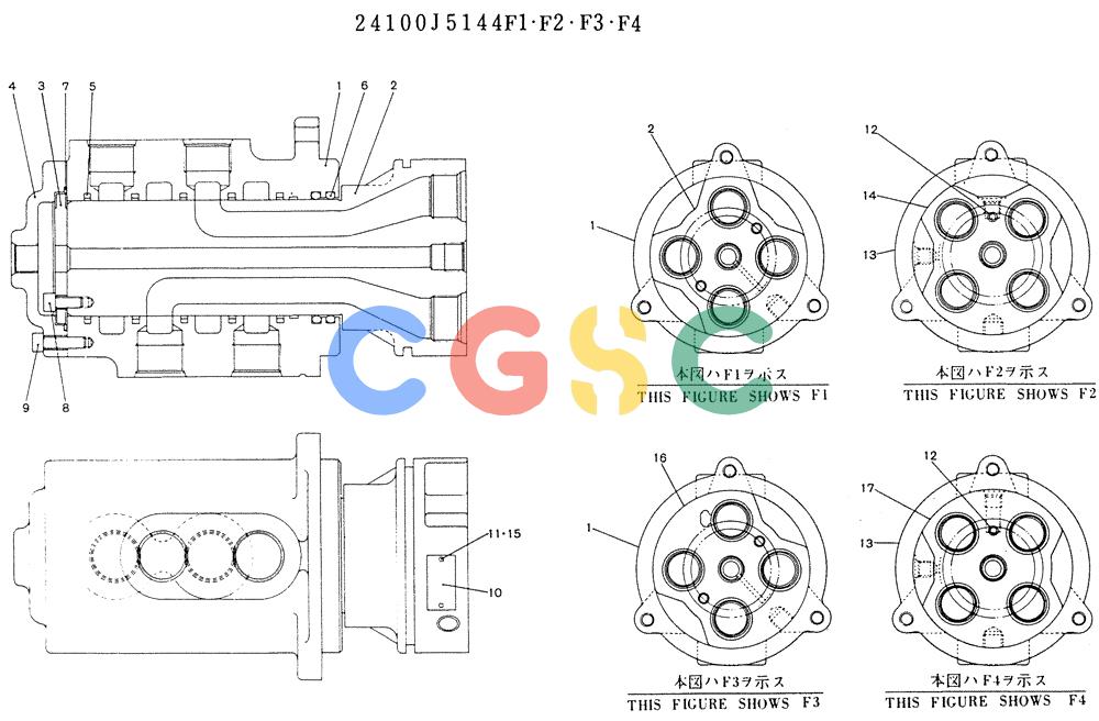 神钢零件查询(K905LC) - MARK II EXCAVATOR BTW YP1001 - YP1281 (1/87-12/03) (11-057) - JOINT ASSY, SWIVEL (P/N 24100J5145F1-F4) Kobelco
