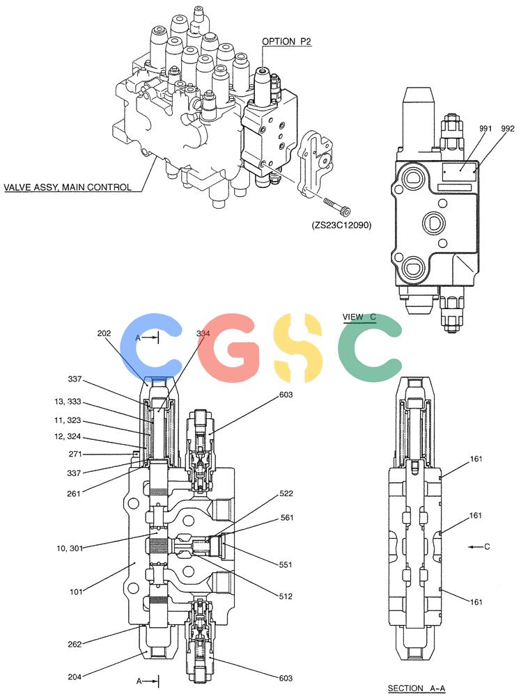 纽荷兰零件查询(E200SRLC) - CRAWLER EXCAVATOR BTW LA04-01506 - LA04-01625 (07-034) - VALVE ASSY, CONTROL (OPTION) New Holland Constructuion
