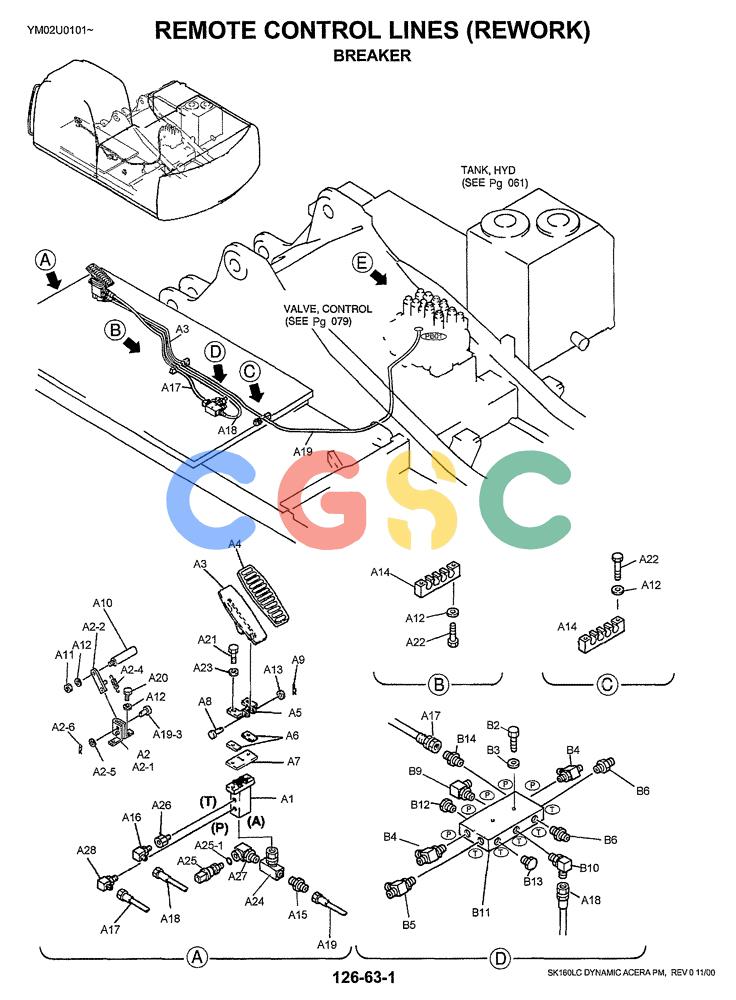 神钢零件查询(SK160LC) - DYNAMIC ACERA EXCAVATOR 11/2000 ASN YM02U0101 (11/00-12/02) (01-036[01]) - REMOTE CONTROL (REWORK) (BREAKER) Kobelco