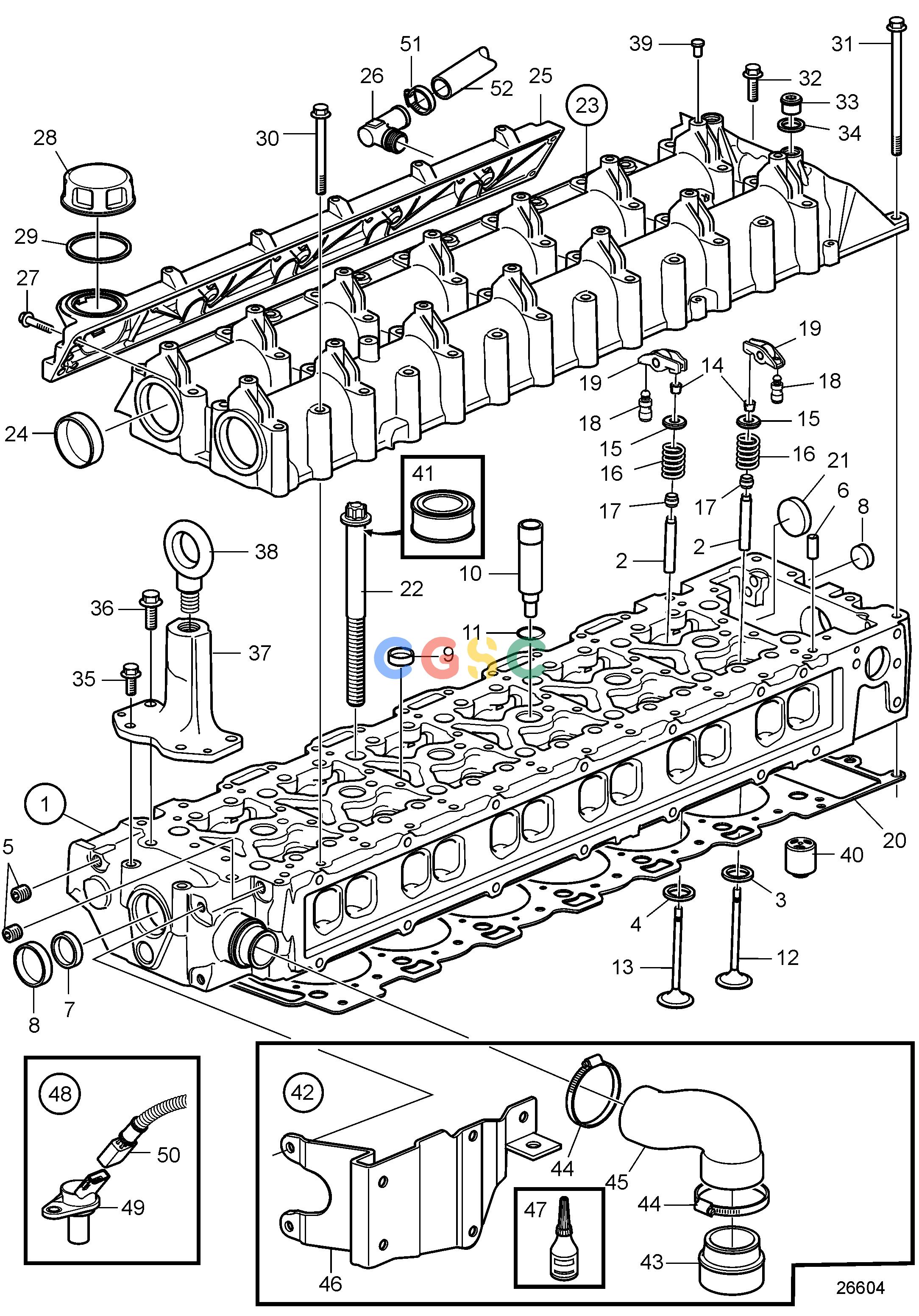 沃尔沃零件查询D6-280A-A; D6-280A-B; D6-280A-C; D6-280A-D; D6-280A-E; D6-280I-A; D6-280I-B; D6-280I-C; D6-280I-D; D6-280I-E; D6-310I-A; D6-310A-A; D6-310A-EngineCylinder Head, ExchangeEPC Volvo Penta Parts catalog