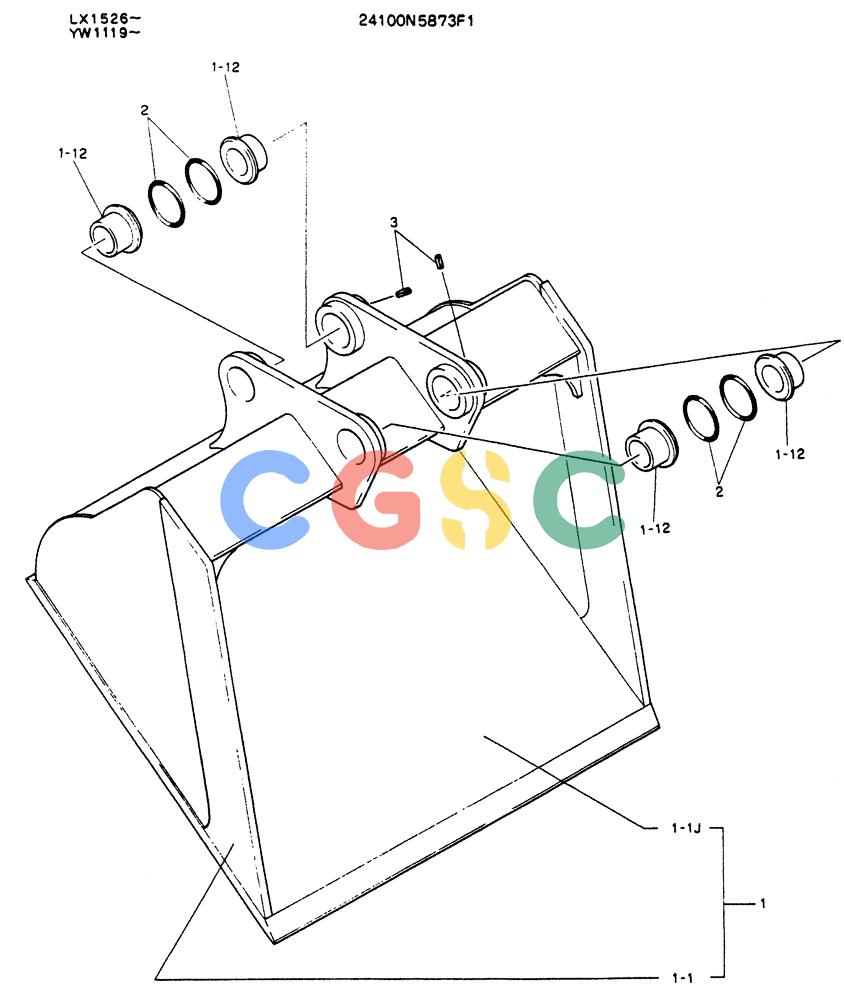 神钢零件查询(K904L) - MARK II EXCAVATOR ASN LX1526 (1/88-12/03) (09-008) - BUCKET ASSY, SCRAPPER Kobelco