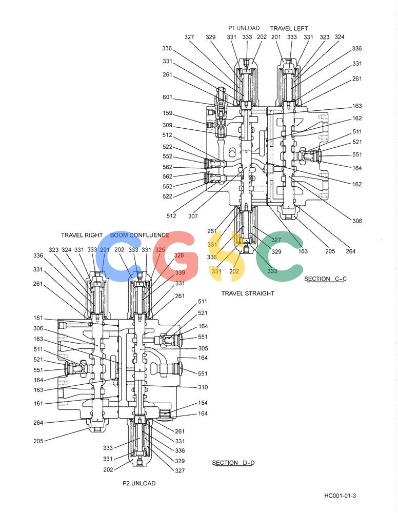神钢零件查询(SK170 ACERA M-9) - CRAWLER EXCAVATOR - TIER 3 NON-REGULATED (1/12-12/13) (35.359.AG[03]) - CONTROL VALVE ASSY Kobelco