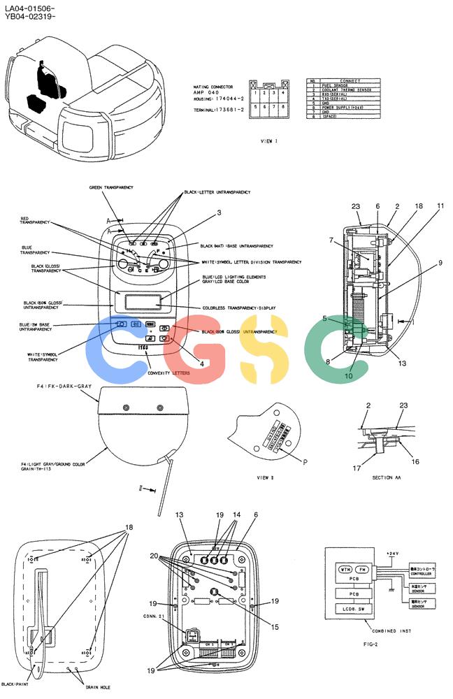 纽荷兰零件查询(E200SRLC) - CRAWLER EXCAVATOR BTW LA04-01506 - LA04-01625 (01-048) - GAUGE ASSY, CLUSTER New Holland Constructuion