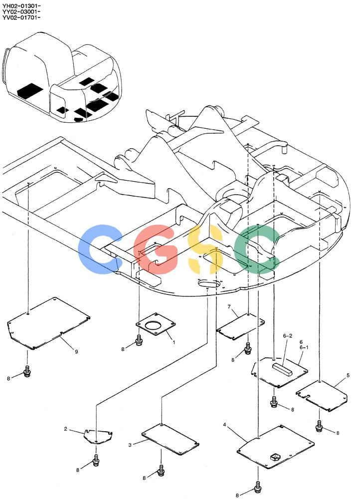 神钢零件查询(ED150-1E) - BLADE RUNNER EXCAVATOR/DOZER ASN YL05-00555 (11/03-12/04) (01-049) - COVER ASSY, UNDER Kobelco