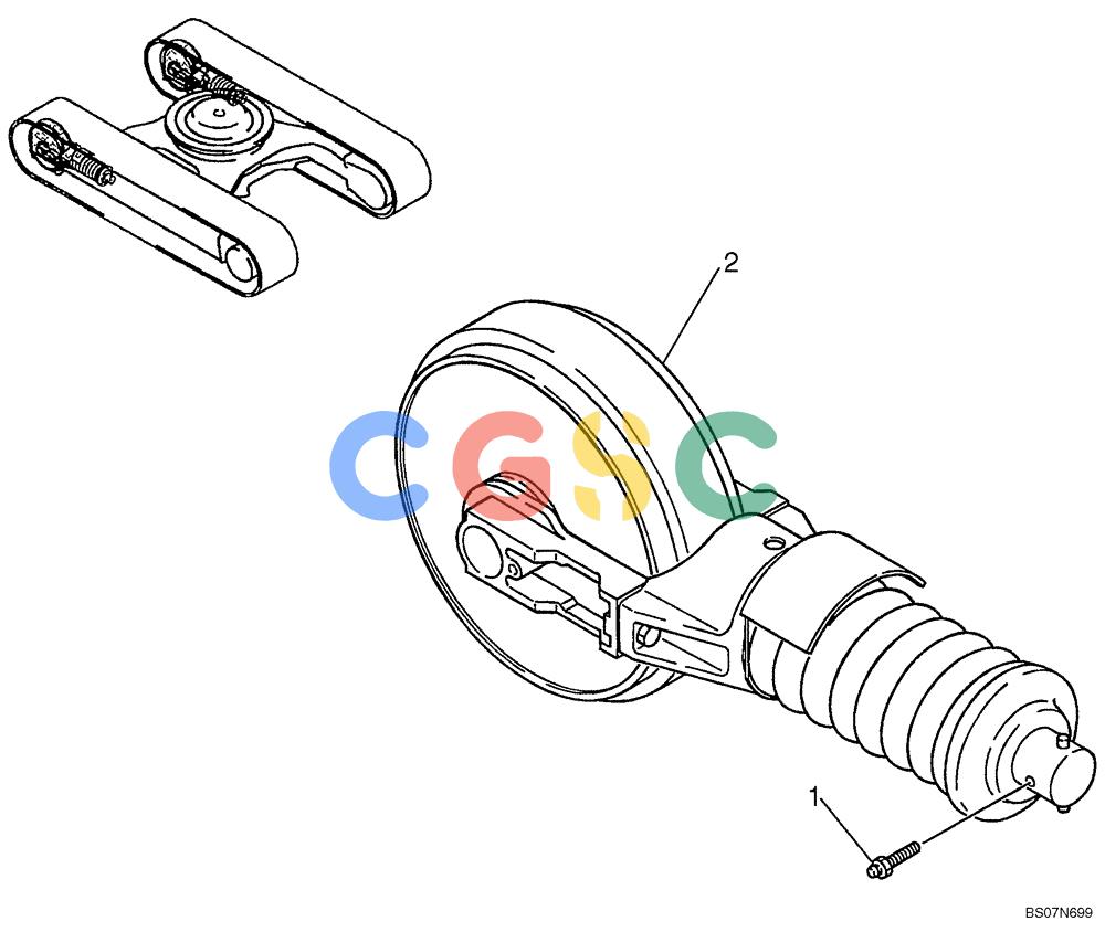 神钢零件查询(ED190LC) - BLADE RUNNER EXCAVATOR/DOZER BTW YL02U0101 - YL03U0135 (1/02-12/06) (02-003) - IDLER ASSY, CRAWLER (YM52DU0005F1) Kobelco
