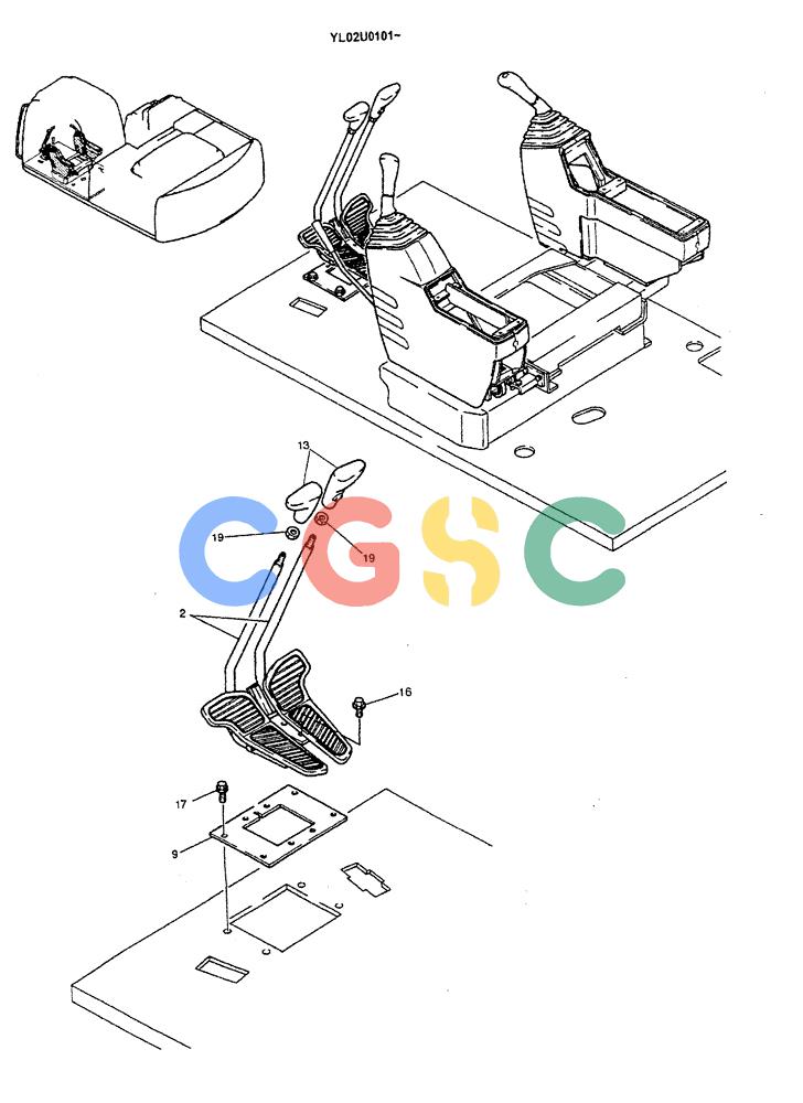 神钢零件查询(ED190LC) - BLADE RUNNER EXCAVATOR/DOZER BTW YL02U0101 - YL03U0135 (1/02-12/06) (01-027[01]) - CONTROLS, OPERATORS Kobelco