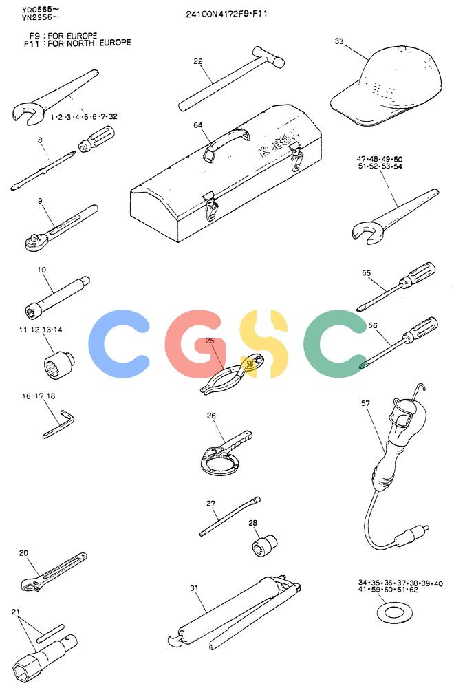神钢零件查询(K907LC) - MARK II EXCAVATOR ASN YQ0565 (GLOBAL) (1/87-12/03) (10-006[01]) - TOOL ASSY (FOR EXPORT) Kobelco