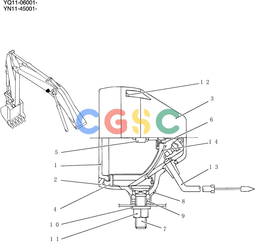 神钢零件查询(200-8) - EXCAVATOR S/N YN11-45001 - (1/06-12/09) (572-01-1) - LIGHT ASSY Kobelco