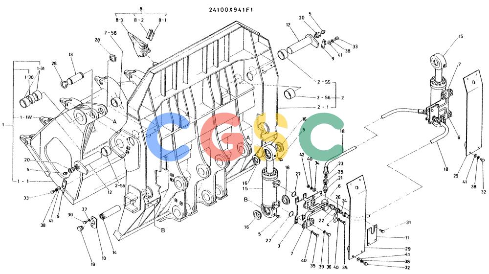 神钢零件查询(K935) - EXCAVATOR BTW L70106 - L70166, LU0067 (1/76-12/03) (09-011) - BUCKET ASSY, 2.7 METER CUBIC P/N 24100X941F1 Kobelco