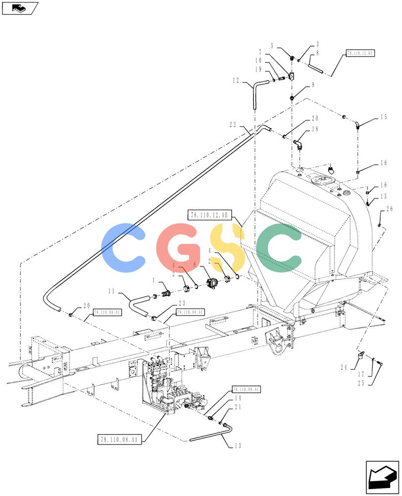 凯斯零件查询(810) - FLEX-AIR APPLICATOR - 2012 (2/12-) (78.110.10.AA) - MAIN PLUMBING, PRODUCT TANK FILL Case Agriculture