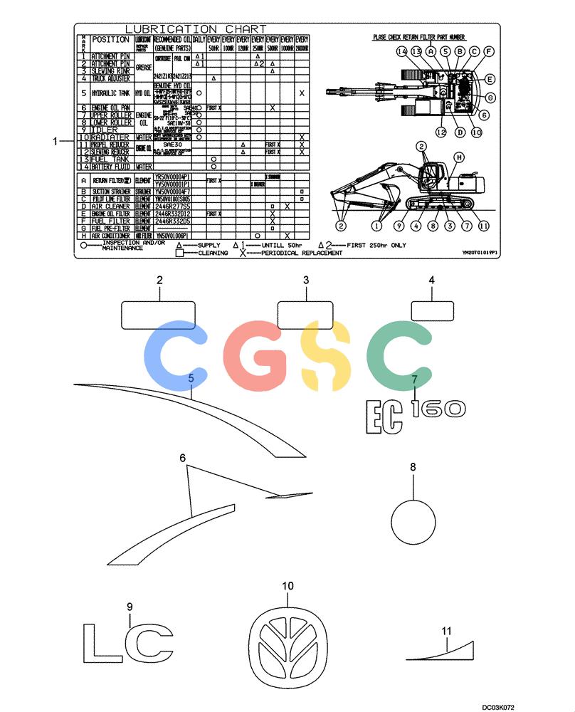 纽荷兰零件查询(EH160) - CRAWLER EXCAVATOR (9/03-) (09 -60[00]) - DECALS - FRAME New Holland Constructuion